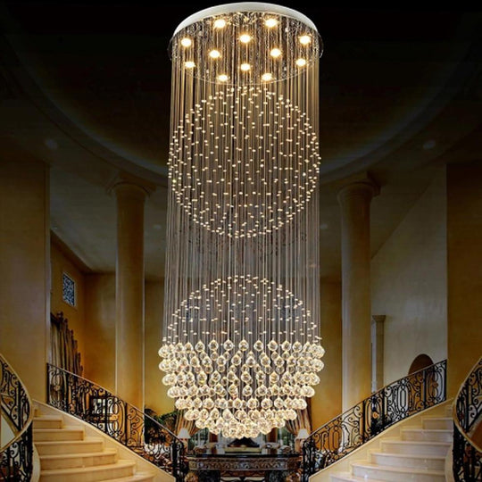Double Sphere Metal Crystal Rustic Contemporary Chandelier