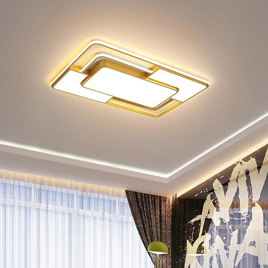 Square LED – Geometric Overlay Flush Mount Ceiling Light for Bedroom and Living Spaces
