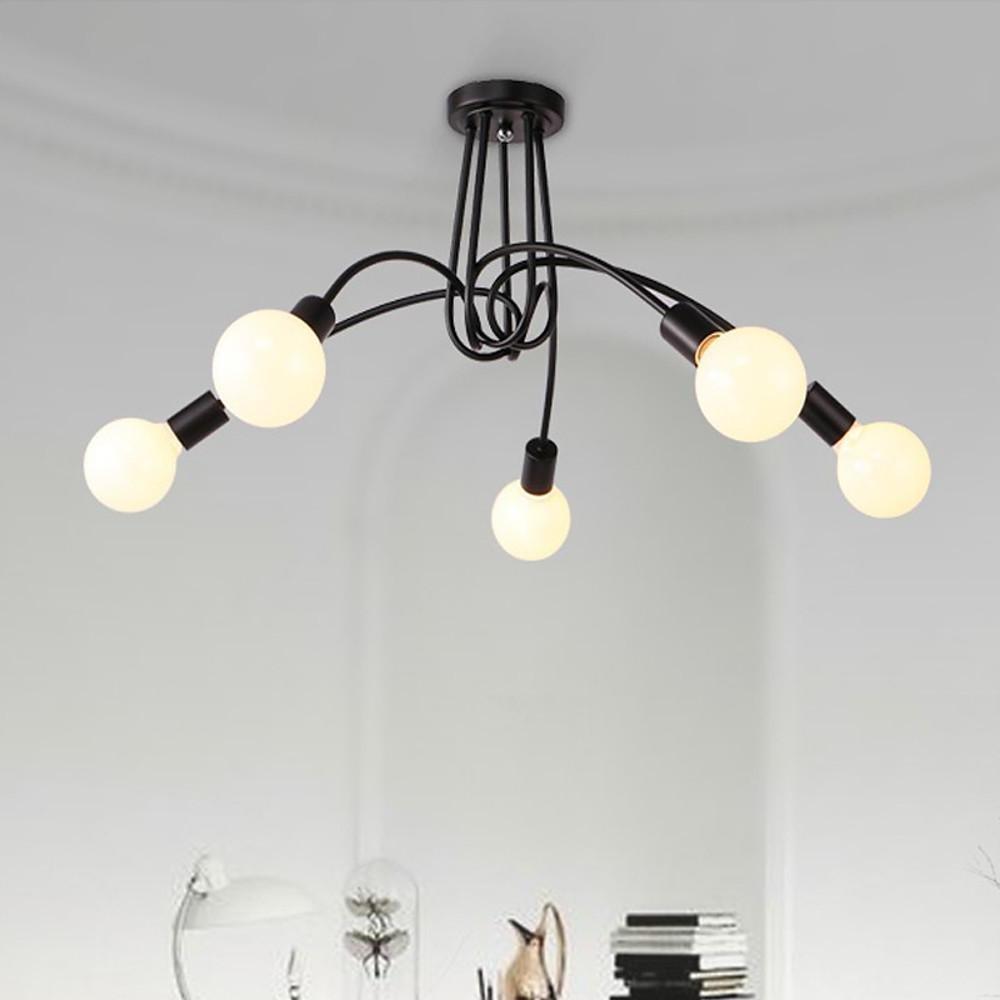 5-Light Twisted Metal Frame LED Vintage Chandelier