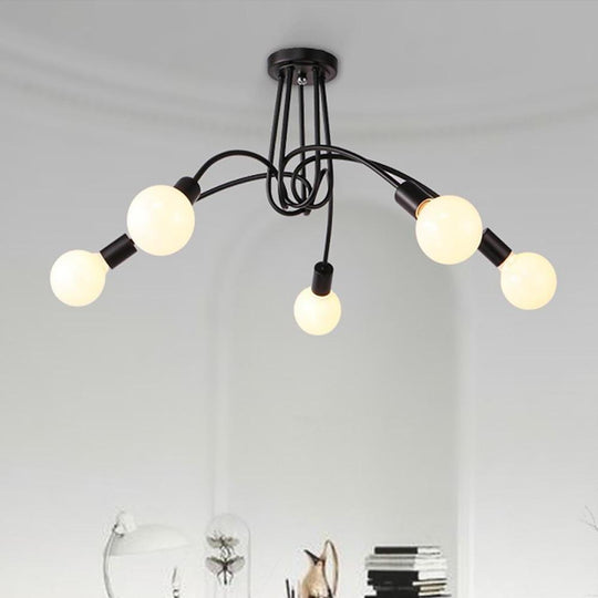 5-Light Twisted Metal Frame LED Vintage Chandelier