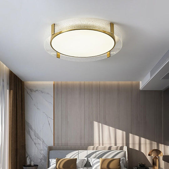 Circular Glass Copper LED Nordic Flush Mount Ceiling Light