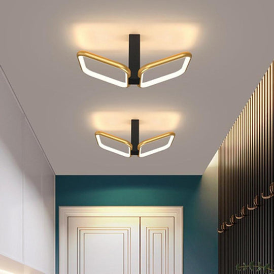 Squares Reflective Gold LED Flush Mount Ceiling Light