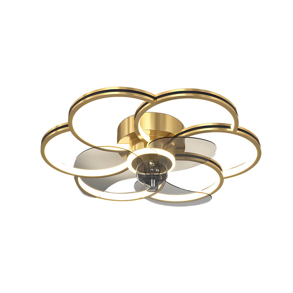 Flower Creative 21.7" LED Ceiling Fan Light – Modern Flush Mount, Black or Gold