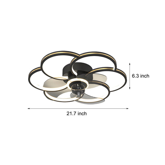 Flower Creative 21.7" LED Ceiling Fan Light – Modern Flush Mount, Black or Gold