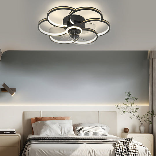Flower Creative 21.7" LED Ceiling Fan Light – Modern Flush Mount, Black or Gold