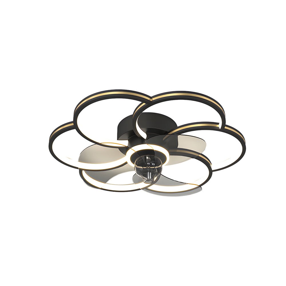 Flower Creative 21.7" LED Ceiling Fan Light – Modern Flush Mount, Black or Gold
