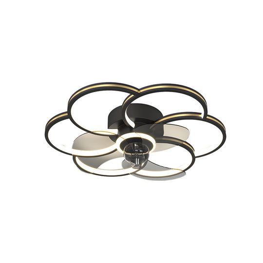 Flower Creative 21.7" LED Ceiling Fan Light – Modern Flush Mount, Black or Gold