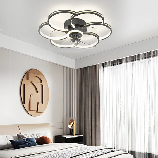 Flower Creative 21.7" LED Ceiling Fan Light – Modern Flush Mount, Black or Gold