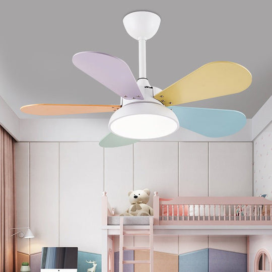 Modern Colorful Kids Pendant Ceiling Fan with Light