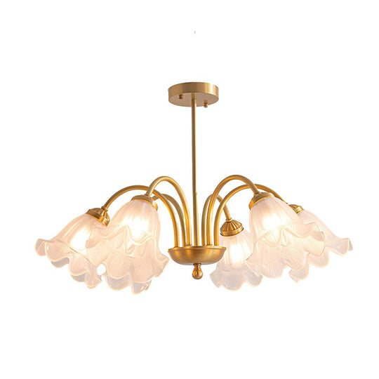 Flowers Glass Shade Three Step Dimming French Style Chandelier Light