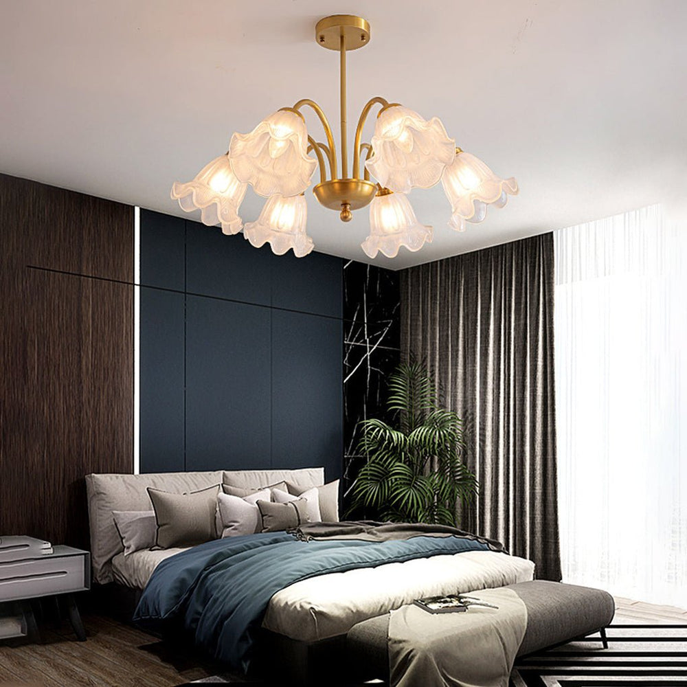 Flowers Glass Shade Three Step Dimming French Style Chandelier Light