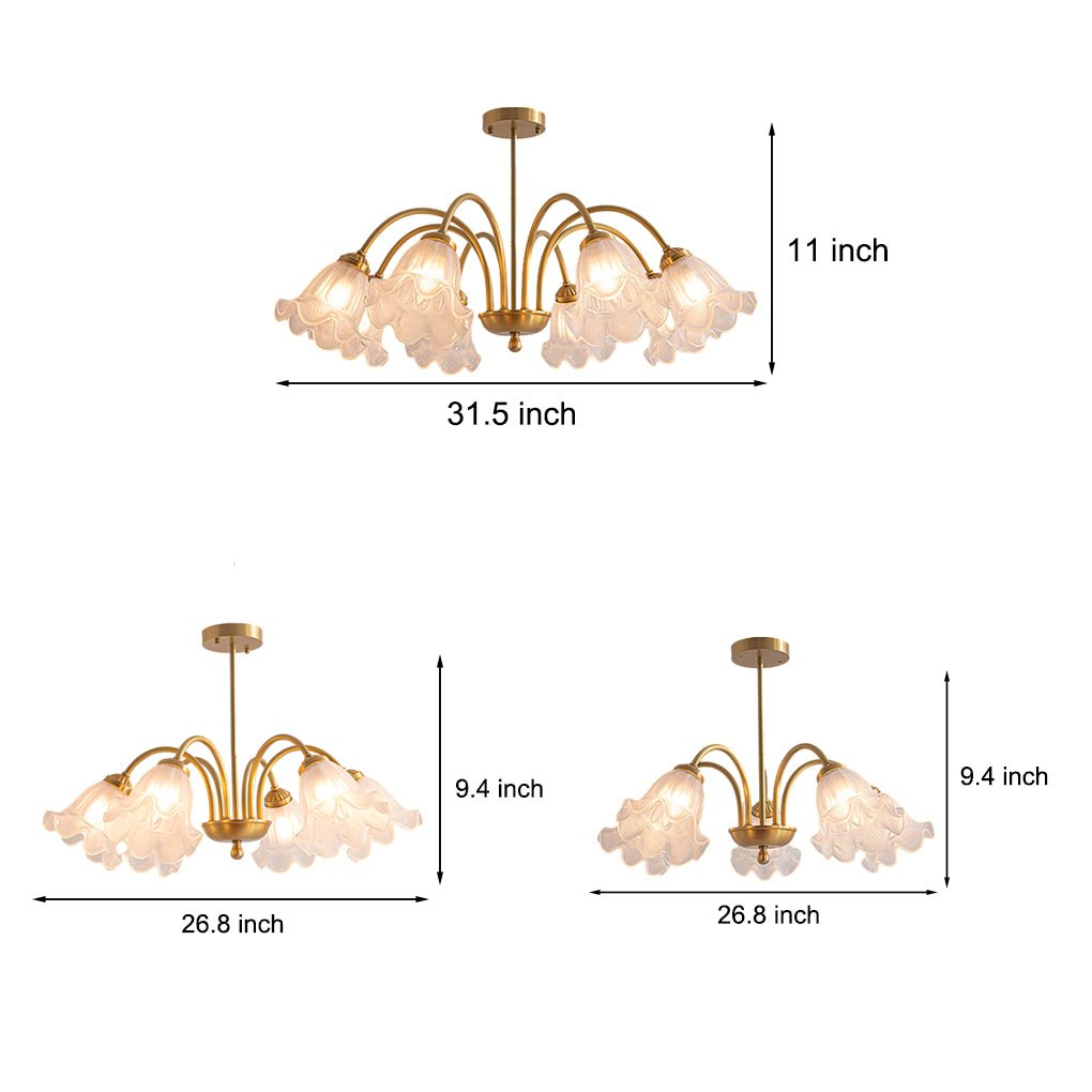 Flowers Glass Shade Three Step Dimming French Style Chandelier Light