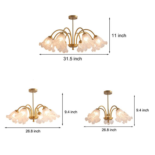 Flowers Glass Shade Three Step Dimming French Style Chandelier Light