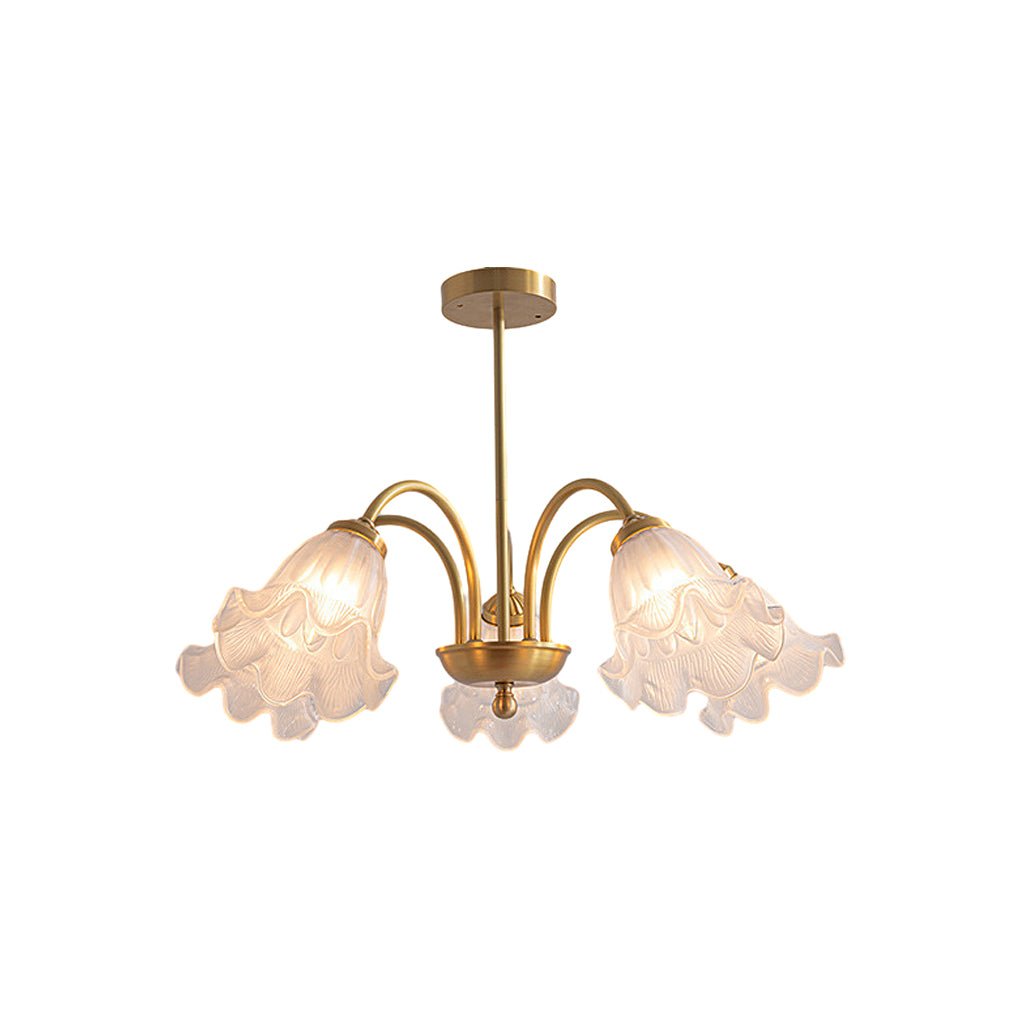Flowers Glass Shade Three Step Dimming French Style Chandelier Light
