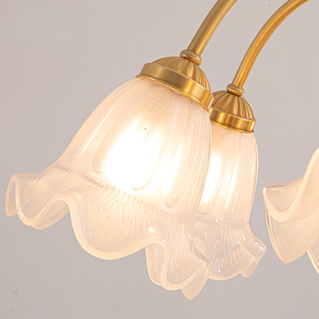 Flowers Glass Shade Three Step Dimming French Style Chandelier Light