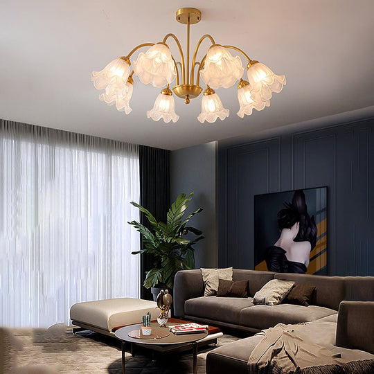 Flowers Glass Shade Three Step Dimming French Style Chandelier Light