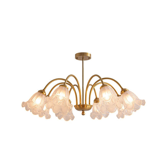 Flowers Glass Shade Three Step Dimming French Style Chandelier Light