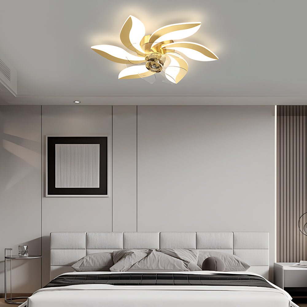 Flowers Leaves Shake Head Ceiling Fan with Light