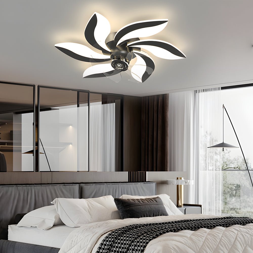 Flowers Leaves Shake Head Ceiling Fan with Light
