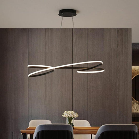 Vintage LED Ribbon Twist Chandelier – Round Wave Shaped Design