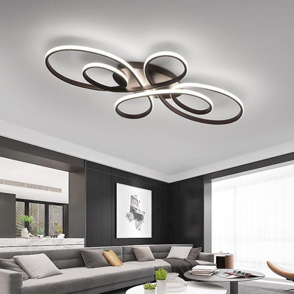 Artistic Curved Dimmable LED Modern Ceiling Light Chandelier Flush Mount Lighting