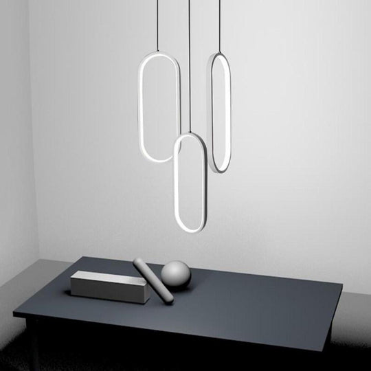 Modern Curved 3-Oval LED Chandelier Ceiling Light