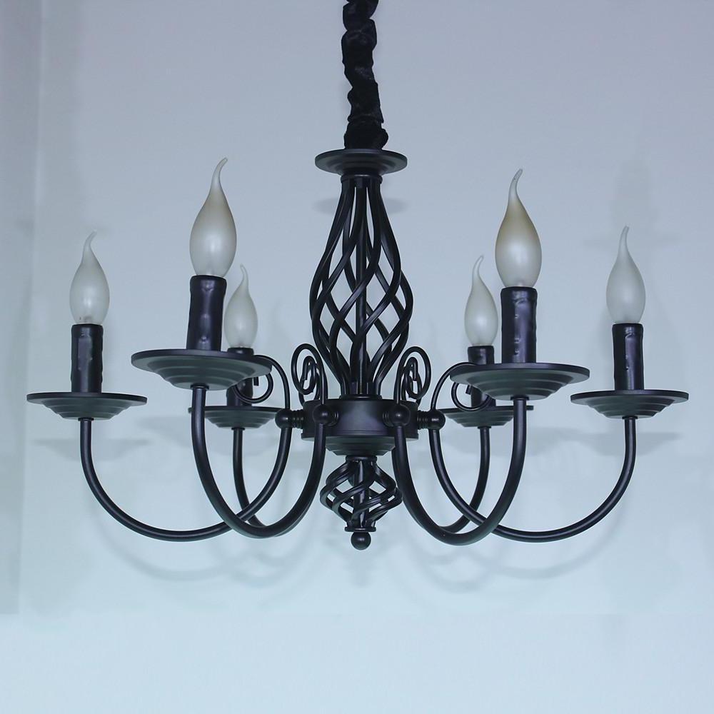 Candle Design Metal Rustic Chandelier with 6 LED Bulbs
