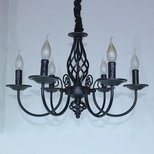 Candle Design Metal Rustic Chandelier with 6 LED Bulbs