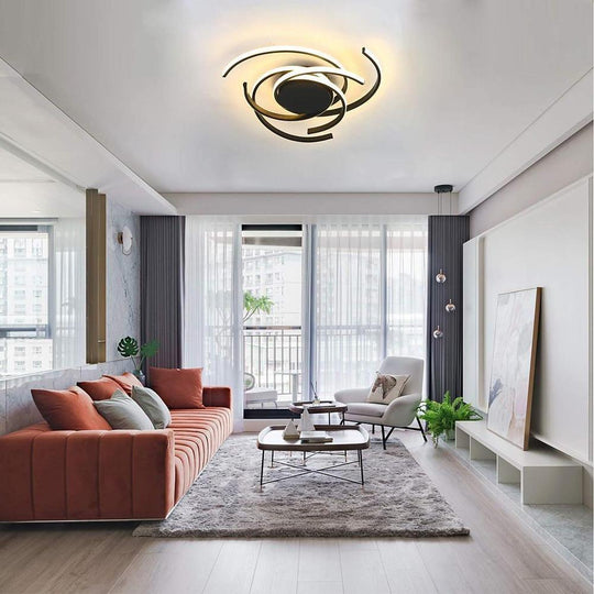 30 Inch Swirls Circle Abstract LED Flush Mount Ceiling Light