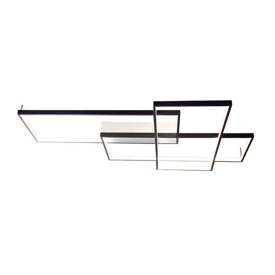Rectangular Hybrid Modern Flush Mount LED Ceiling Light – 3-Tier Contemporary Design