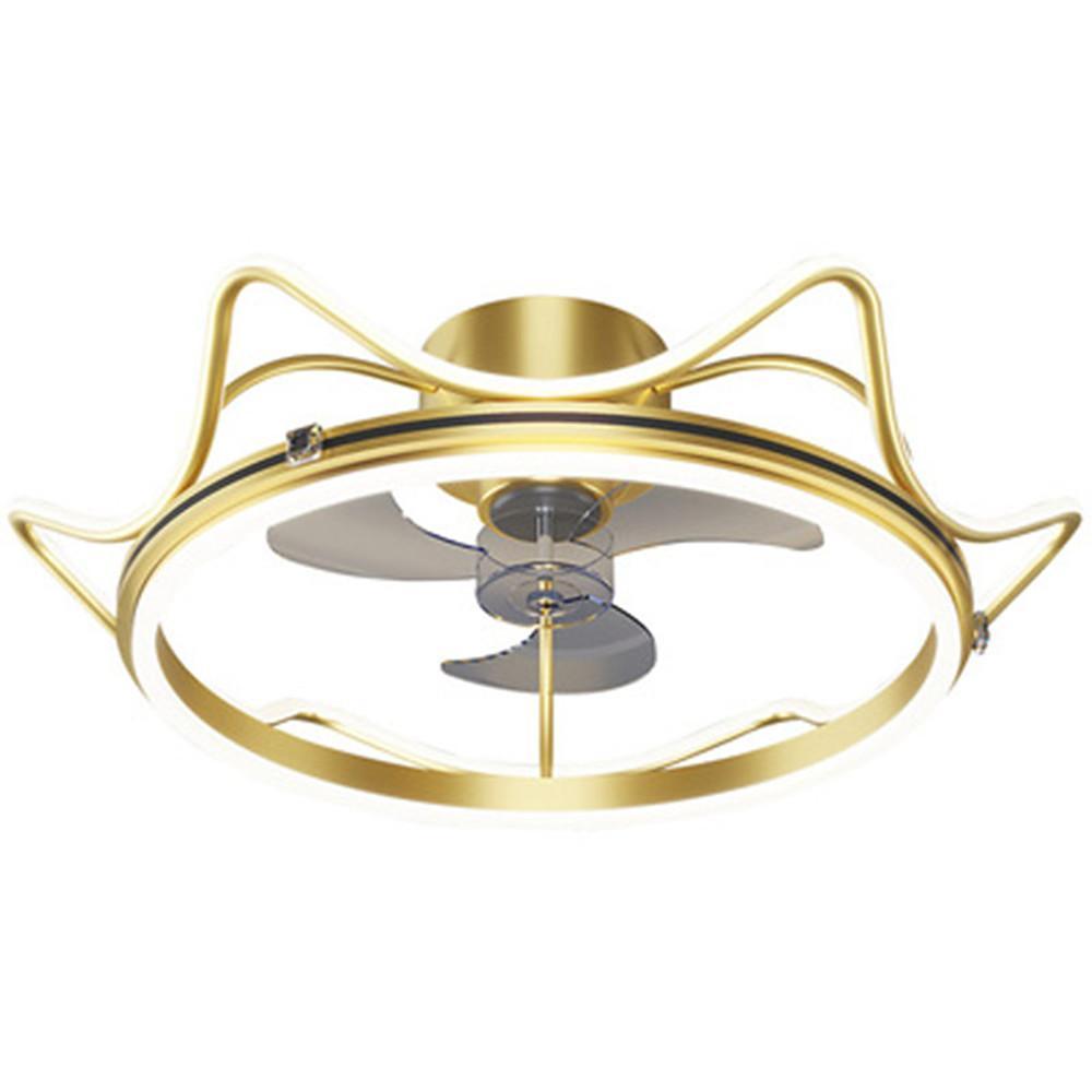 Gold Crown Shaped Bladeless Ceiling Fan with LED Light for Bedrooms