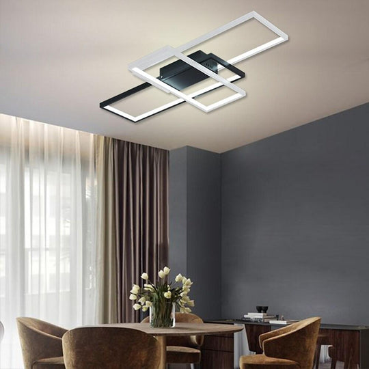 Multi Rectangle Large Flush Mount LED Ceiling Light with 3 Tiers