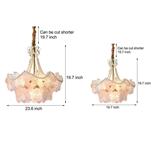 French Tiered Pearl Flower Chandelier – 4 or 9 Lights