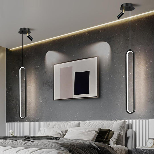 Elongated Modern Pendant Light Metal Acrylic Pendant Lighting