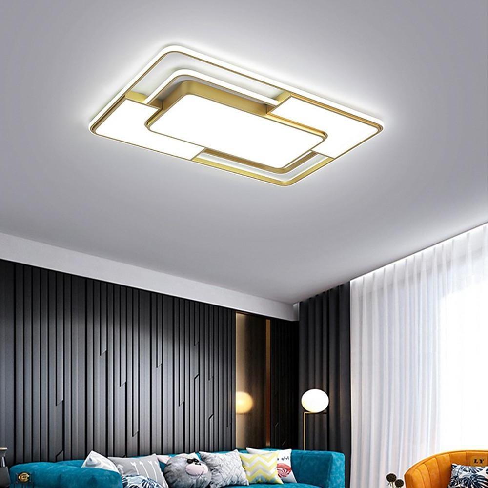 Square LED – Geometric Overlay Flush Mount Ceiling Light for Bedroom and Living Spaces