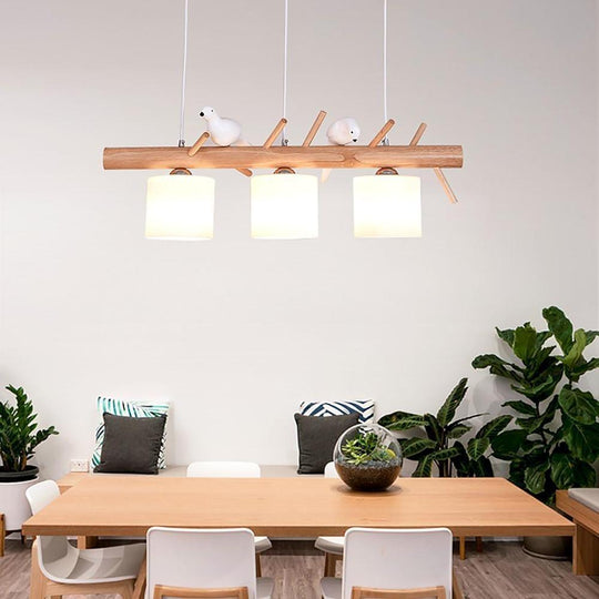 Rustic Adjustable Wood and Glass Pendant Light