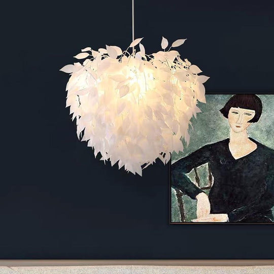 Modern Scandinavian Fabric Pendant Light – White & Gold, LED, Dimmable, 24"