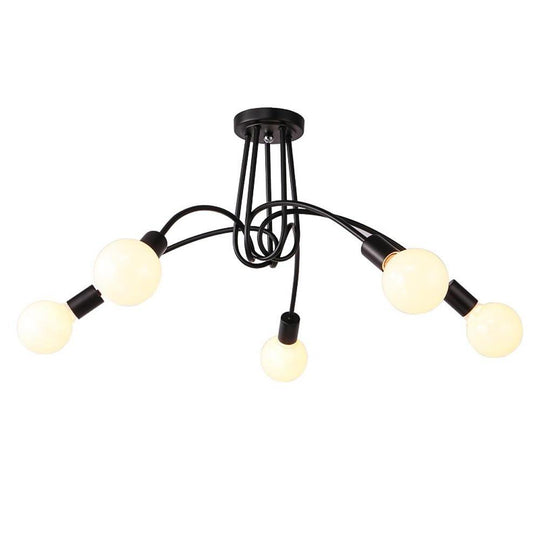 5-Light Twisted Metal Frame LED Vintage Chandelier