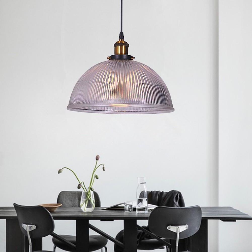 Electroplated Metal Glass Bowl-Shaped LED Vintage Pendant Light