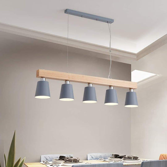 Row of Lights Farmhouse Pendant Light Metal & Wood Pendant Lighting