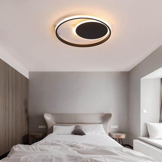 Dual Circle LED Flush Mount Ceiling Light – Modern Bedroom Fixture