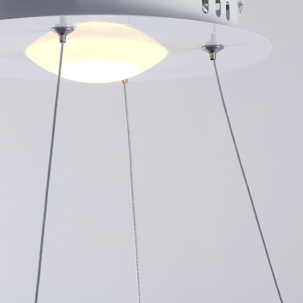 LED Circular Brushed Nickel Modern Pendant Light with Remote