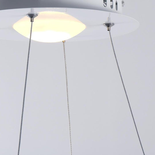LED Circular Brushed Nickel Modern Pendant Light with Remote