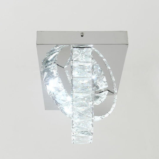 Small Crystal Semicircular LED Flush Mount Ceiling Light