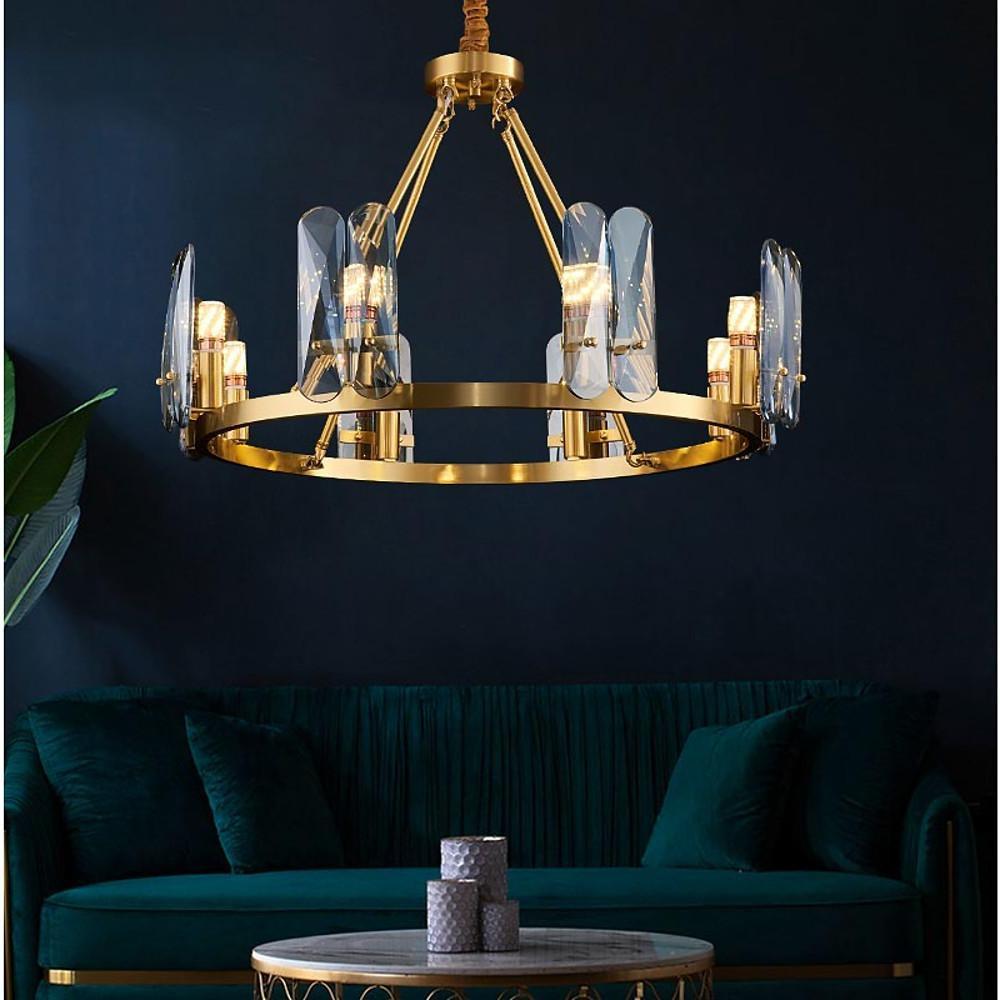8-Light LED Circular Glass Copper Nordic Chandelier – Ceiling Lights
