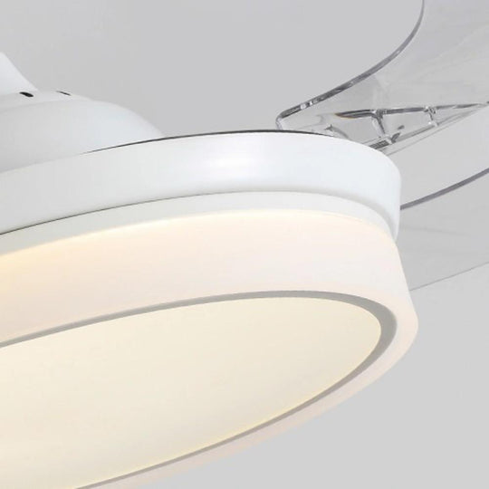 White LED Retractable Ceiling Fan with 4 Blades in 15 19 or 23 Inch