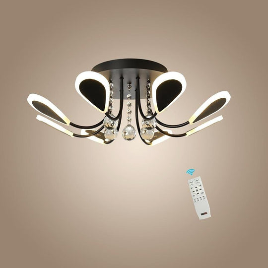 Modern Crystal Flush Mount Ceiling Light 8 Lights