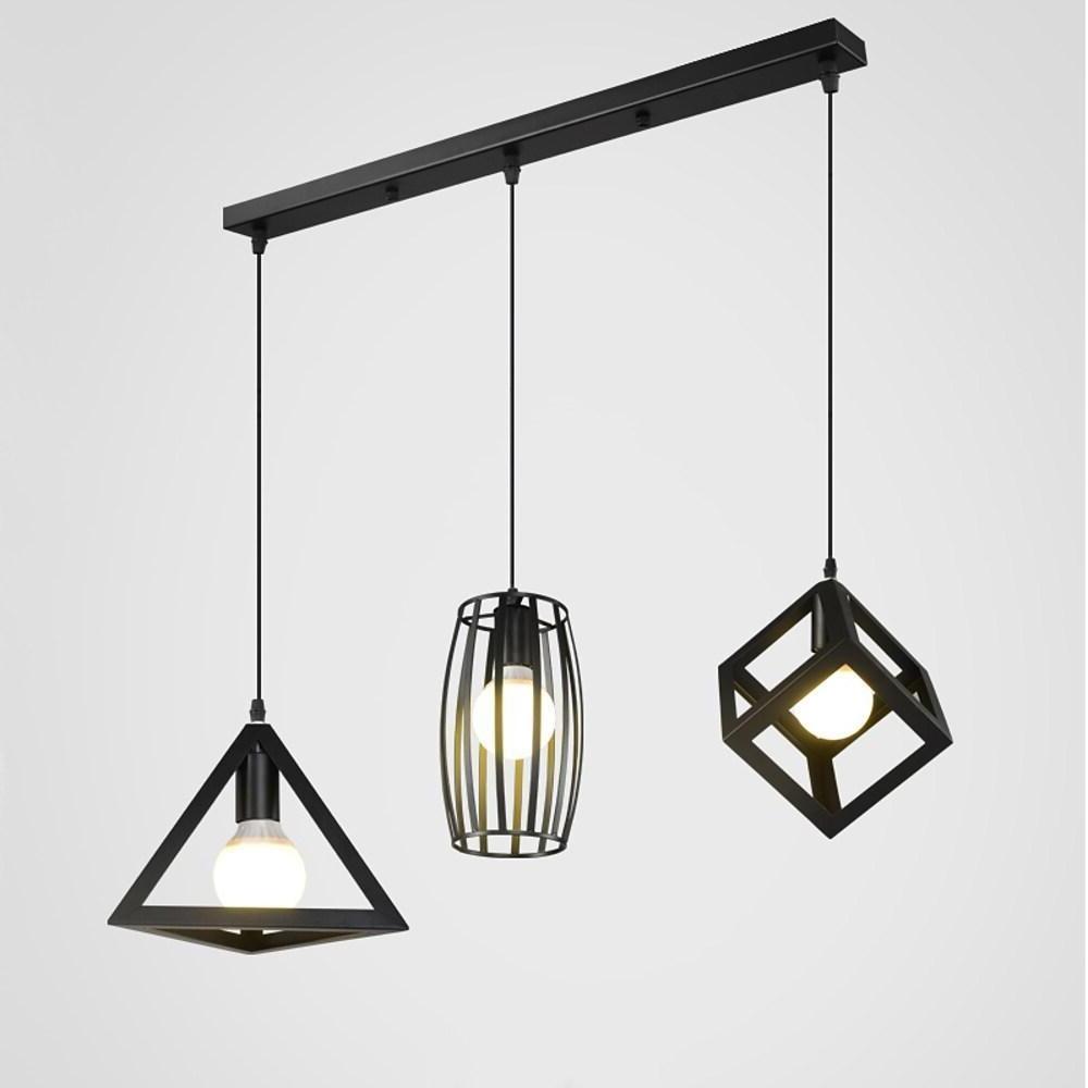 Geometric LED Adjustable Black Vintage Pendant Light