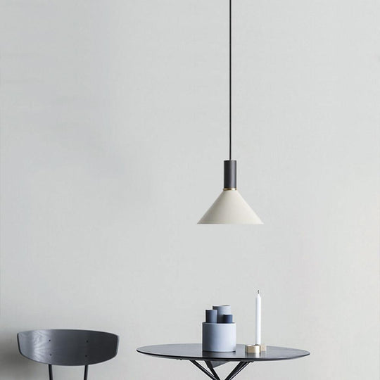 Modernist Cone Shaped Metal Island Pendant Light
