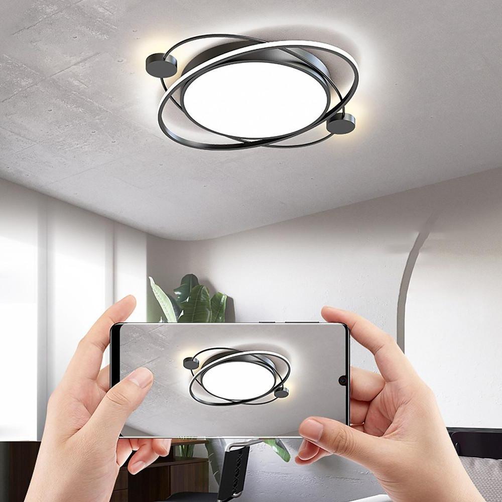 LED Geometric Shapes Circle Dimmable Flush Mount Light with Remote Control